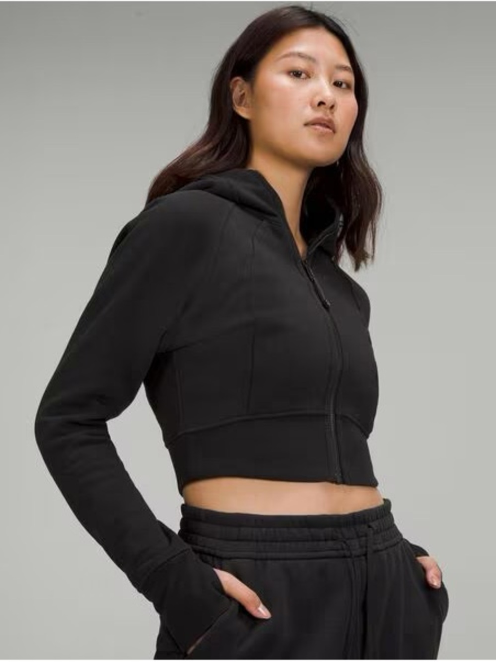 lululemon athletica Black Scuba Full-Zip Cropped Hoodie
